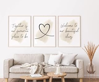 Beige Family Prints Quote Set of 3, together quote, Living room decor, Home Decor, Living Room set of Prints, Feature Wall Prints, Family Poster (8x10)