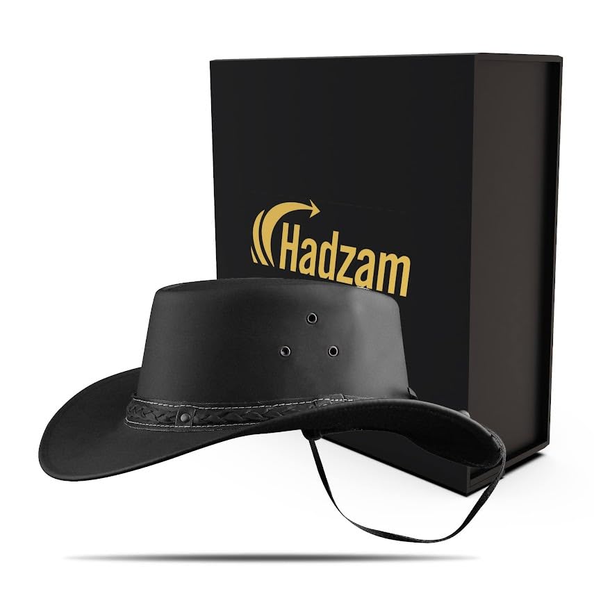 Image of HADZAM Showerproof Outback hat Also Worn as Leather Cowboy hat, Australian Hats for Men & Women