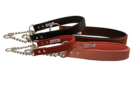 Angel Rio, Genuine Leather, Brown Martingale Padded Dog Collar, 24" X 1.25" (30.5" Fully Extended), 100% Argentinean Cowhide & Stainless Steel. Humane & Trainer Recommended Alternative To Prong & Choke Collars. See Martingale Size Chart For A Perfect Fit #TOP2