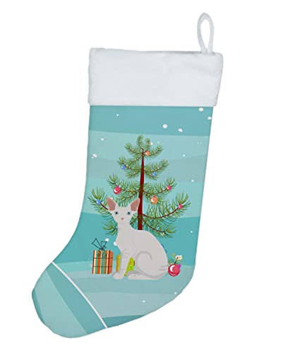 Caroline's Treasures CK4800CS Sphynx #1 Cat Merry Christmas Christmas Stocking Fireplace Hanging Stockings Christmas Season Party Decor Family Holiday Decorations