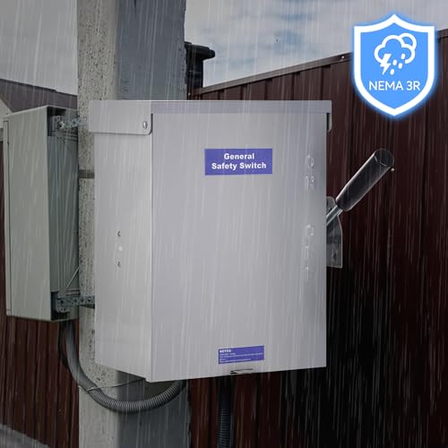 200 Amp Disconnect Switch Box, 120/240V 3 Pole Heavy Duty Safety Switch with Ground, Multi-Safety Protection Design, Non-Fusible, Galvanized Steel Enclosure, NEMA 3R Standards for Indoor and Outdoor by CZDDGZQQ - Used condition - Image 7