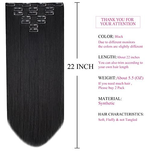 Black Hair Extension, Clip Hair Extensions 22" Straight Syxlcygg Synthetic 18" Curly Hair Pieces Women's Gifts Cheap Fluffy&Not Tangled White Girl Silver Dark Brown Blonde Grey Full Head 5Oz #TOP1