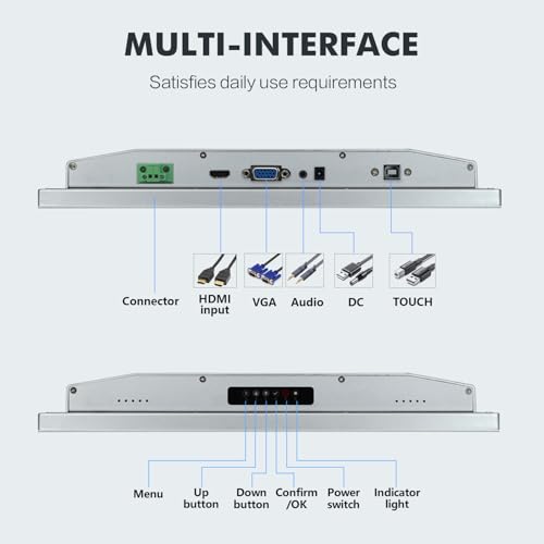Image of 17 inch Touchscreen Monitor,Ratio 4:3 IPS PCAP Industrial Touch Screen Monitor with HD-MI VGA USB Port，Build-in Speakers & VESA，Touch Screen for PC,POS,Laptop,Home,RPI