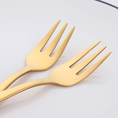 BISDARUN Dessertgabeln Rostfreier Stahl Kuchen Gabel Obst Gabel 8-teilig Gold Gabeln Satz Spiegelpolitur 13,6CM/5.35 Inch – Ansicht 6