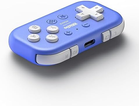 8Bitdo Micro Bluetooth Gamepad Pocket-sized Mini Controller for Switch/Switch 2, Android, and Raspberry Pi, Supports Keyboard Mode (Blue)