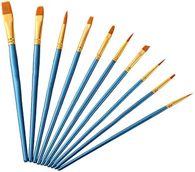 2Pack Paint Brush Set, 20 Pcs Nylon Hair Brushes for Acrylic Oil Watercolor Painting Artist Professional Painting Kits(Blue)