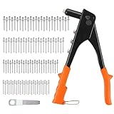 Matériaux Haut de Gamme : Pince a rivet pop Fabriqué à partir d'acier allié de haute qualité,l'ensemble du corps est soumis à un traitement thermique à haute température pour une résistance exceptionnelle à la corrosion.La poignée et la tête sont solidement fixées,résistant ainsi au desserrage ou aux dommages causés par les chocs.Facile à nettoyer,il bénéficie d'une longue durée de vie.Les rivets fournis sont également de qualité supérieure : robustes,durables et résistants à la rouille ou à la déformation,ils garantissent un rivetage stable et fiable.