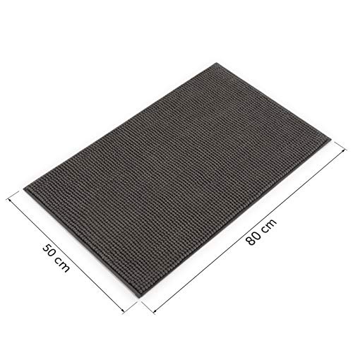 Blumtal Badmatten chenille - antislip badmat, zachte badmat, badkamertapijt, Antraciet, 50x80 cm - Image 4