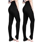 Aiglam Leggins Termicos Mujer, 2 Pares Las polainas de las mujeres Elásticos Cintura Alta Forrado de Terciopelo Grueso Calientes Bragas Calientes Gruesas (Negro y Negro)