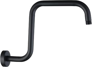 BRIGHT SHOWERS 13 Inch Shower Head Extension Arm with Flange S Shaped High Rise Extender, Long Stainless Steel Rainfall Shower Head Pipe Arm, Oil-Rubbed Bronze