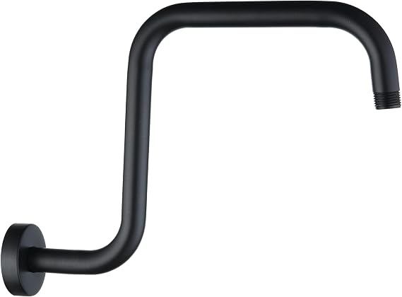 BRIGHT SHOWERS 13 Inch Shower Head Extension Arm with Flange S Shaped High Rise Extender, Long Stainless Steel Rainfall Shower Head Pipe Arm, Oil-Rubbed Bronze