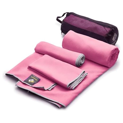 OlimpiaFit Quick Dry Towel - 3 Size Pack of Lightweight Microfiber Travel Towels w/Bag - Fast Drying Towel Set for Camping, Beach, Gym, Backpacking, Sports, Yoga & Swim Use﻿