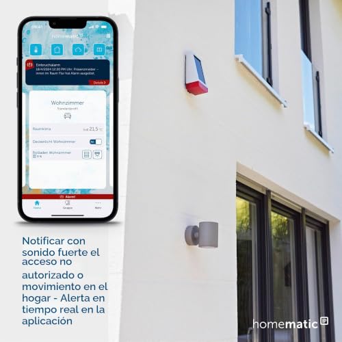 Sirena inalámbrica con panel solar Homematic IP alarma acústica y visual con push 3