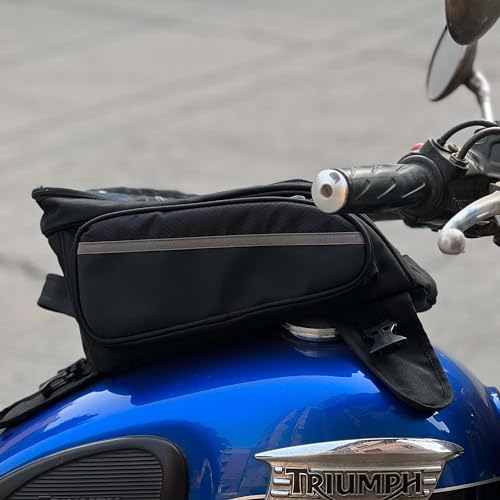 Image of Steelbird Polyester Adventure T2 Tank Bag 15L with Transparent Front Screen for Mobile Navigation and Magnet Enabled (Black)