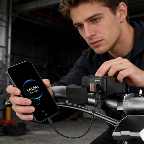Cargador para motocicleta con adaptador de carga rápida retráctil e impermeable Tipo-C 2