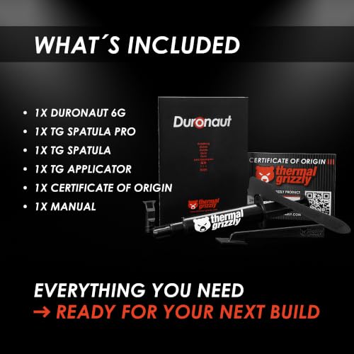 Image of Thermal Grizzly - Duronaut - 6 Gram - Enhanced Durability & High Performance Thermal Paste - for Maximum Thermal Conductivity While Overclocking CPU /GPU /PS4 /PS5 /Xbox | Enhanced Durability for Maximum Thermal Conductivity While Overclocking CPU /GPU /PS4 /PS5 /Xbox