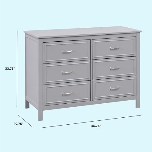 Image of Davinci Charlie 6-Drawer Double Dresser in Grey | daVinci Charlie 6-Drawer Baby Dresser, GREENGUARD Certified - Grey