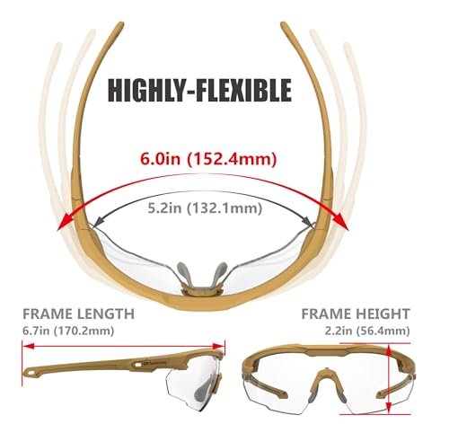 HTS HUNTERSKY S57 Clear Lens Ballistic Tactical Shooting Glasses ANSI Z87+ UV400 Anti-Fog Eyewear for Airsoft Range Security and Outdoor Sports, for Men and Women - Thumbnail 6