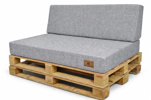 Odolplusz Lot de coussins pour palettes - 120 x 80 cm - Gris - Imperméable et résistant aux UV - Coussins d'assise et de dossier pour palettes européennes...