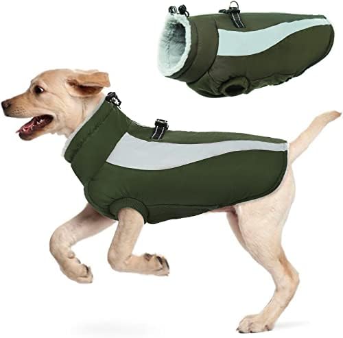 Hjyokuso Dog Winter Coat, Soft Fleece Lined Warm Dog Jacket Winter Waterproof Windproof Camouflage Dog Fleece Vest for Cold Weather, Reflective Cozy Dog Coat Dog Apparel for Small Medium Large Dogs