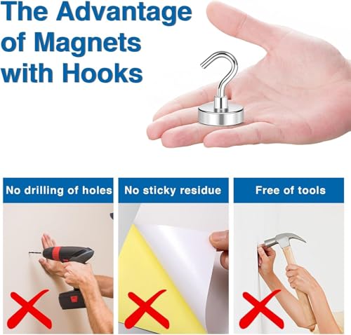 Image of LOVIMAG Magnetic Hooks, Cruise Essentials 2026, 15 Pack-30LBS | Heavy Duty Strong Magnet Hook for Cruise Cabin, Refrigerator Fridge, Ship, Classroom, Kitchen Grills, Silver