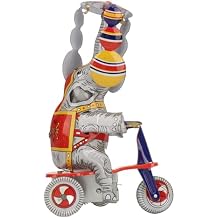 Bnineteenteam Elephant On Tricycle Tin Toy, Wind Up Elephant Toy Cute Vintage Desktop Decor Iron Collectible Clockwork for Desktop Decoration