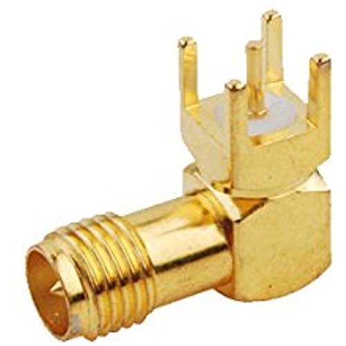 5QTY RP-SMA Female Jack (Plug Center) Right Angle Solder PCB Mount RF Coaxial Connector Aadapter Ships from USA