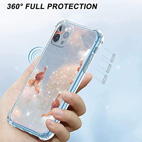 Compatible With Iphone 13 Pro Max Angel Case,Angel Baby In Sky Cupid Clouds Glitter Pink Aesthetic Unique Design For Iphone Case Men Women,Soft Tpu Graphic Trendy Case For Iphone 13 Pro Max #TOP4