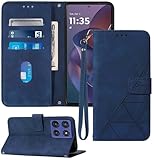 Moment Dextrad for Moto G Stylus 2025 Case Wallet, Card Holder Slots, Wrist Strap, TPU Interior Phone Protective, Stand PU Leather Folio Flip Cases Cover for Moto G Stylus - 2025 (Blue)