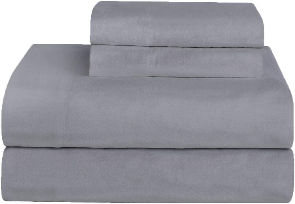 British Home Bedding - 100% Pure Brushed Cotton, Luxury Thermal Flannelette Flat Sheets, Energy Class A+ Cosy and Ultra Soft (Grey, Pair of Pillow Cases Only) โ image 1