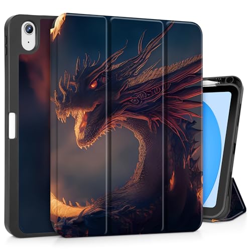 Tuiklol Case for iPad 11 inch (A16 Chip) 2025 Generation 11th / iPad 10.9 inch 2022 10th Generation,Slim Stand Hard Case Pencil Holder with TPU Back Cover & Trifold Stand & Auto Wake/Sleep, Dragon by Tuiklol - Used condition - US$20.96