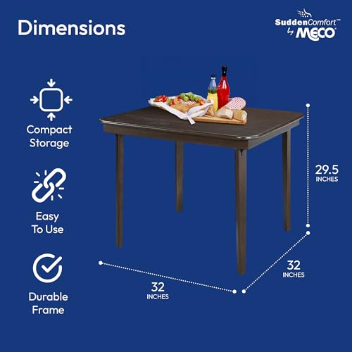 MECO Stakmore Classic Straight Edge Wood Folding Card Table, Espresso Frame - Thumbnail 7