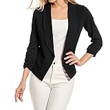 YKA Women's Tops, Office Coat 2018 3/4 Sleeve Blazer Open Front Turn-Down Collar Short Cardigan Suit