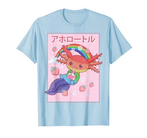 Kawaii Axolotl Latte Fragola Gay Pride Rainbow Bandiera Gay Maglietta