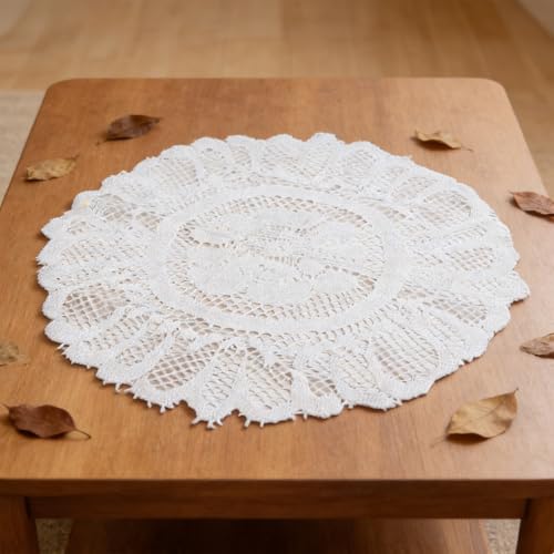 Set de table et dessous de verre dentelle couleur unie 38 x 38 cm - 2