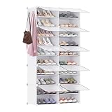 Scarpiera bianca con ante 83 x 32 x 156 cm, elegante scarpiera per ingresso, soggiorno, camera da letto, salvaspazio, soluzioni per scarpe