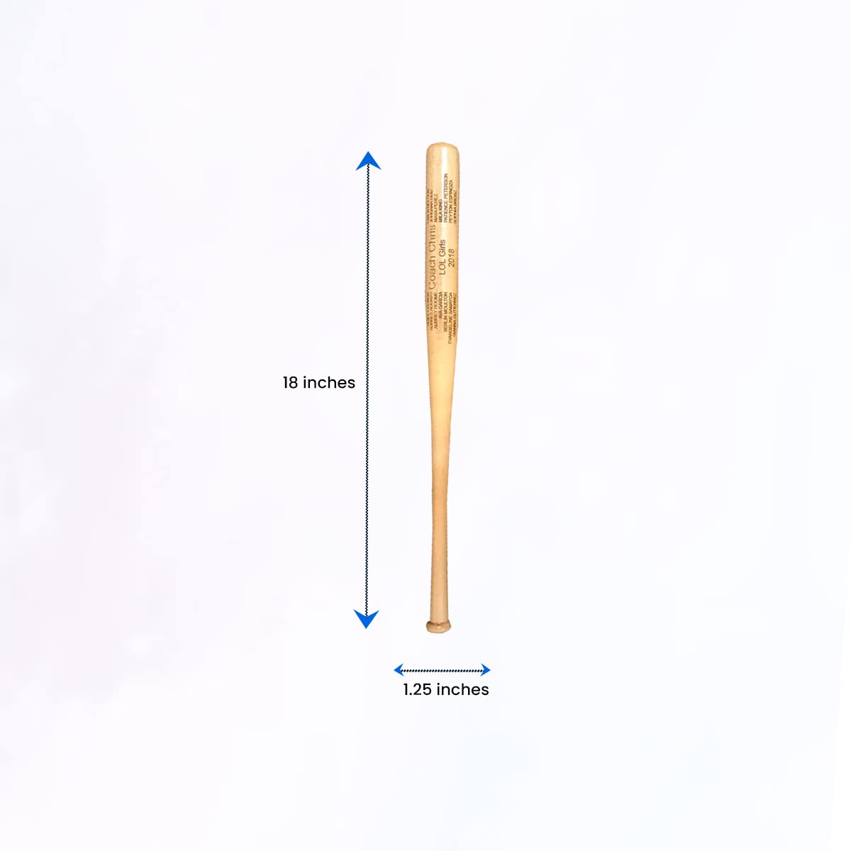 Bird’s Wood Shack Mini Baseball Bat Keepsake - Premium Quality Wood, Laser-Engraved Customizable Mini Bat for Teammates, Coaches, Ring Bearers - Unique Wooden Baseball Bat Decor - 18-inch