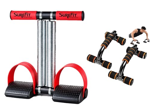 Image of SUREFIT Tummy Trimmer with Dual Spring & Push-Up Bar Combo | Full Body Home Workout Kit for Men & Women | Core, Arms, Chest & Abs Fitness Pack