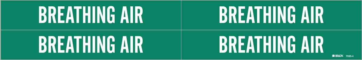 Brady 7035-4-PK, Breathing AIR Pipe Marker White on Green 4 per Card, 5 PK, Legend 'Breathing AIR'