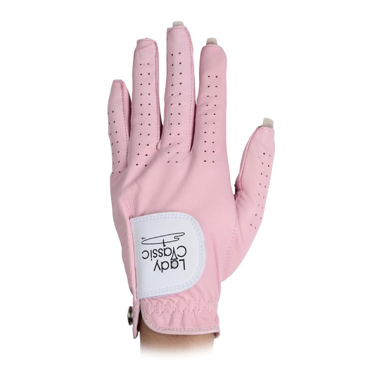 Lady Classic Nail Golf Glove For Women | Open-Tip Fingertip Design Prevents Rips | Contour Fit Comfort &Amp; Durable Grip | Manicure-Friendly Stylish Ladies Golf Accessory (Pink, Medium, Left Hand)