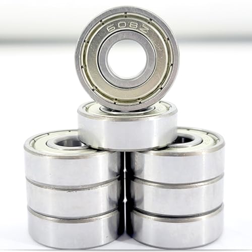 DITK-U 10 Stück 608z Miniaturkugellager Stahl Kugellager Rillenkugellager Doppelt Versiegelt Edelstahl Kugellager für Skateboards, Roller, Inline Skates, 8mm x 22mm x 7mm