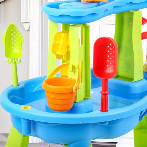 Hanyutom 2026 Upgraded Toddler Sand Water Table Toy, Summer Outdoor Beach Sensory Activity Playset and Water Table Toys, Party Birthday Gifts for Girl Boy Age 4+ (Blue) by Hanyutom - Used condition - Image 6