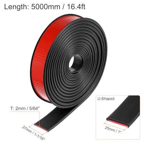 QUARKZMAN U-Form Kantenband 1 x 16,4ft (25mm x 5000mm) Selbstklebendes TPE Flexibles Furnierkantenband Kantenschutz für Möbel, Schränke, Tische, Reparatur, Schwarz