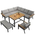 Gartenlounge-Set L-Form für 8 Personen mit Handgeflecht