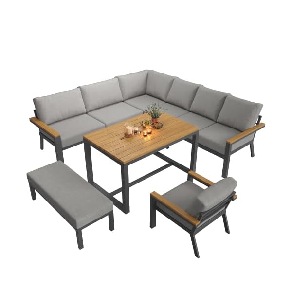 Gartenlounge-Set L-Form für 8 Personen mit Handgeflecht