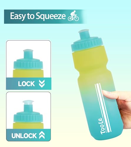 24oz Bike Water Bottle, Cycling Squeeze Water Bottle Leakproof BPA Free with Capacity Scale w/Pull Top Lid, Reusable, for Bicycle, Gym,Camping, Hiking — view 3