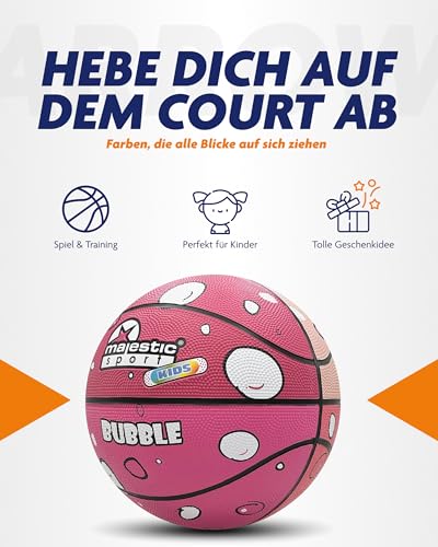 Majestic Sport Basketbälle für Kinder, Jugendliche and Erwachsen größe 4, Basketball Outdoor Indoor, Bubble Pink