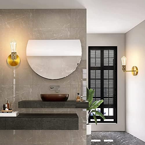 HOXIYA Wall Lights Vintage Gold Wall Light Up/Down Adjustable Wall Lamp Metal Wall Sconces Lighting Fixtures E27 Bulbs for Bedroom Vanity Mirror Corridor Vintage Loft Coffee Bar Kitchen 2 Pack