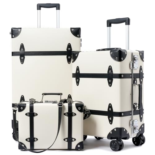 universal trotter Vintage Luggage Set, Retro Trunk PU Leather Suitcases