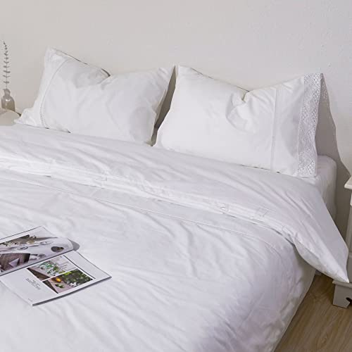 Ranznaz 100%Cotton Lace Pillow Cases King Size Set Of 2 - White Good Feeling Pillowcases 2 Pack With Envelope Closure, Elegant Lace,Softer And Breathable Pillow Case (20 X 36") #TOP3